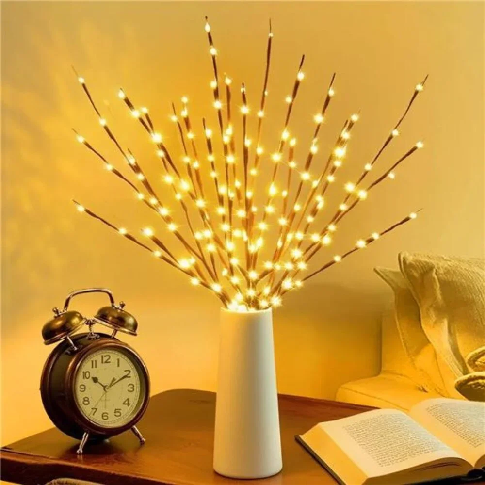 LED Branch Lights 2 Pack Battery Operated Willow Twig Vase Home Decor Warm White